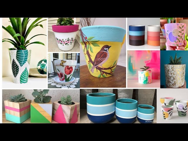 How to #DIY Flower Pot Plant Painting. Part 6. Pot Painting Idea. Pot Painting Design