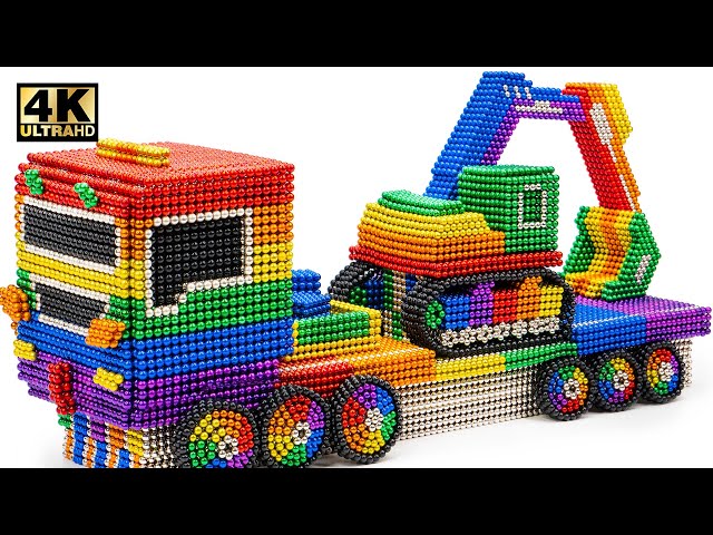 How To Make RC Truck Excavator Transport From Magnetic Balls (Satisfying) | Magnet World Series