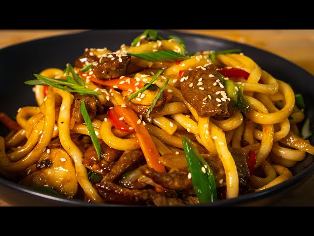Udon Nudeln mit Rindfleisch | Ein tolles und schnelles asia Gericht