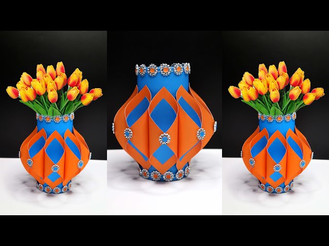 Ide Kreatif Vas bunga cantik dari kertas dan botol aqua bekas ! Paper flower vase diy ideas