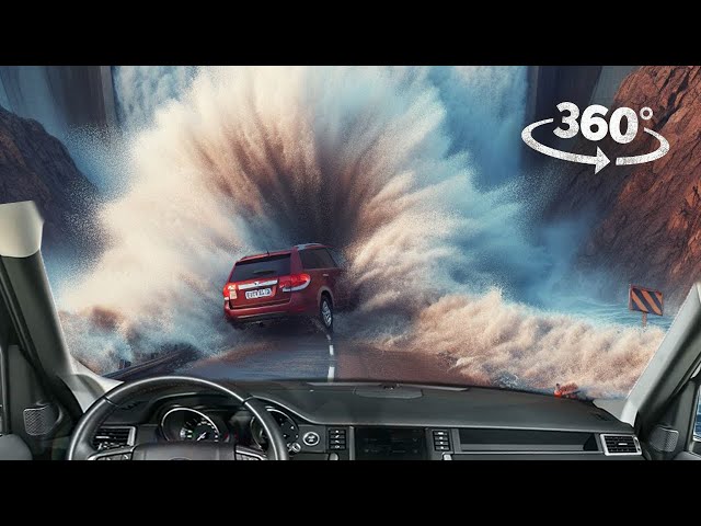360° Car is Sinking in the tunnel and Rescued by Boat VR 360 Video 4K Ultra HD