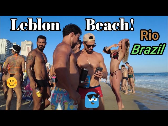 RIO De Janeiro Beach Walk, Brazil. STUNNING Leblon Beach Walk😍 Sungas + Bikinis!😄LOVELY Rio Beaches😎