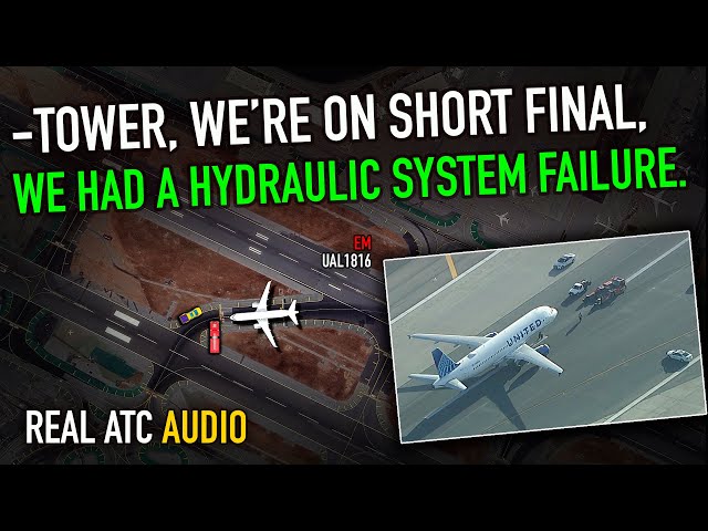 HYD System Failure during Landing at SFO. United Airbus A320. REAL ATC