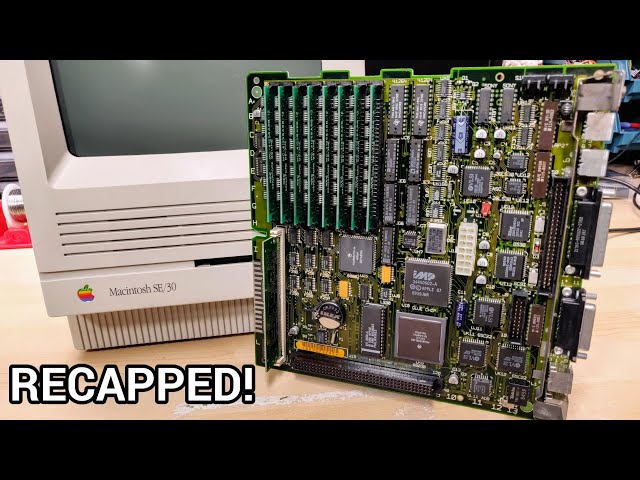 Recapping and testing a Mac SE/30 motherboard