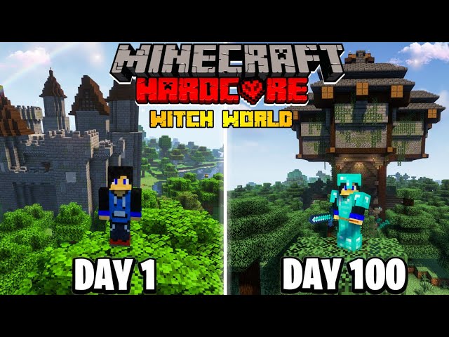 I Survived 100 Days in Witch Only World in Hardcore Minecraft
