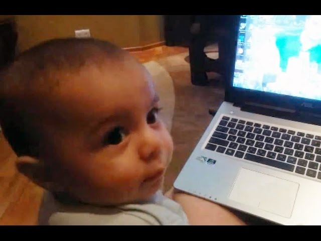 Cute Baby Tries Using Computer For The First Time - Baby Loves PC