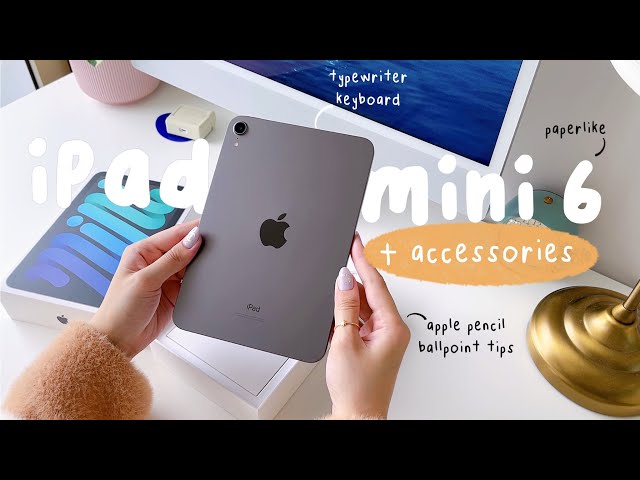 iPad mini 6 unboxing (space gray) + accessories : paperlike, retro typewriter keyboard 📦