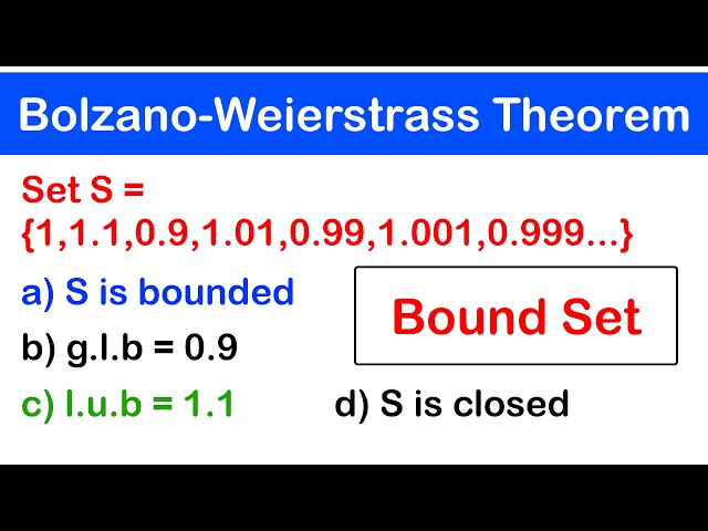 🔶09 - Bound Set and Bolzano Weierstrass Theorem | Upper Bounds, Lower Bounds and Limit Points