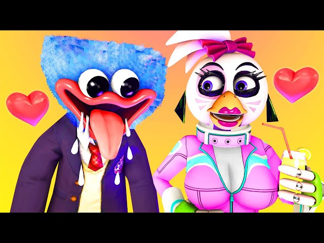 💖HUGGY WUGGY FALLS in LOVE with GLAMROCK CHICA (FNAF: Security Breach Poppy Playtime 3D Animation)