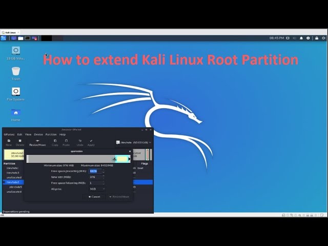 How to Extend Root Partition in Kali Linux