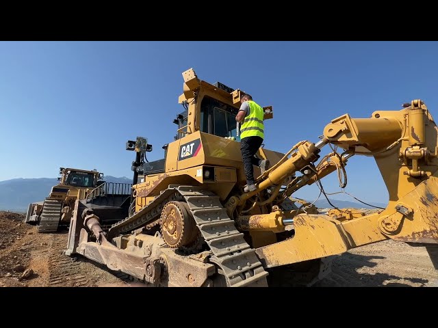 Two Caterpillar D9T & D8R Bulldozers Ripping Rock For Road Construction - Sotiriadis/Labrianidis