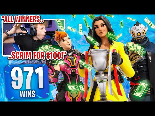 I got ALL WINNERS of my customs to scrim for $100 in Fortnite... (sweatiest pros ever)