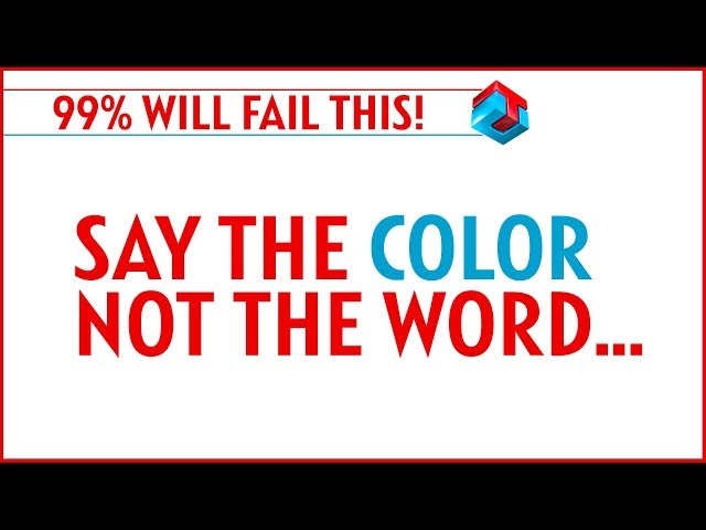 99% Will Fail!  Can YOU Say the COLOR, not the Word Challenge!