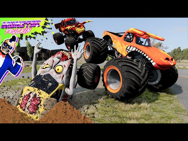Monster Jam INSANE Racing, Freestyle and High Speed Jumps #14 | BeamNG Drive | Grave Digger