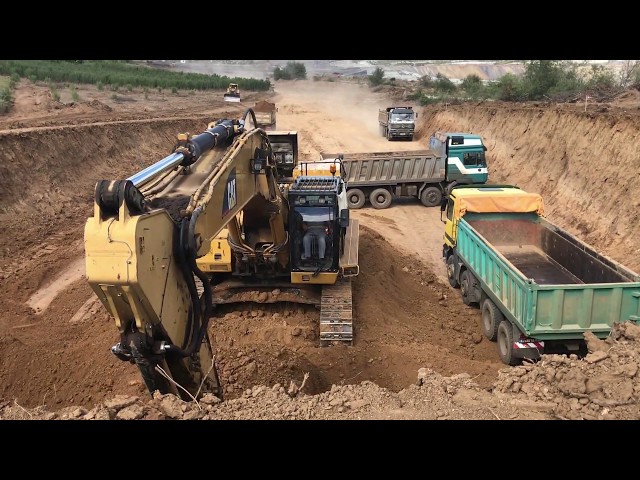 Caterpillar 365C Excavator Loading Trucks - 40 Minutes Movie