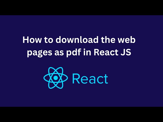 How to download web pages as PDF in React JS