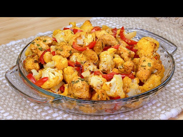 Cauliflower with chicken breast in the oven! Very simple and tasty dish!