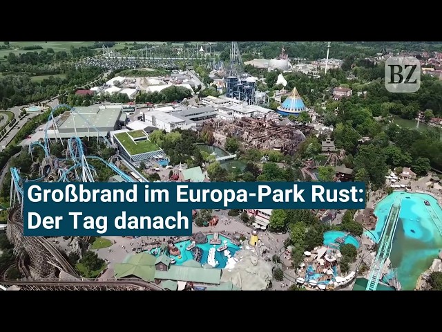 Drohnenvideo: Der Tag nach dem Großbrand im Europa-Park
