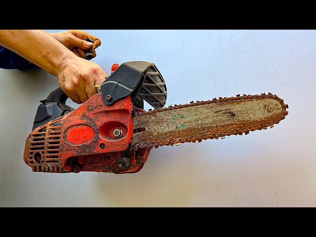Full Restoration Of An Old Rusty Abandoned Chainsaw // Two stroke Engine Restored