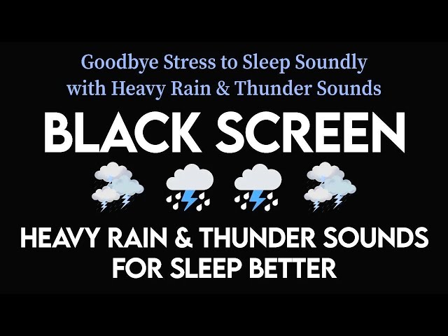 Goodbye Stress to Sleep Soundly with Heavy Rain & Thunder Sounds・Relax, Deep Focus Black Screen
