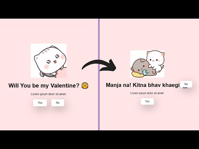 Ask Her Out this Valentine 🤗❤ || Html, CSS and JavaScript