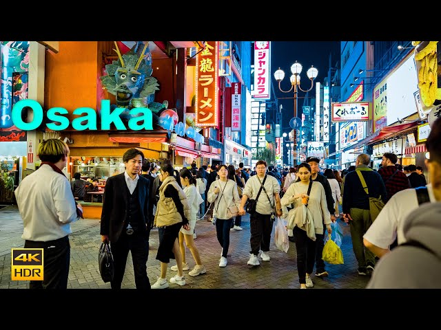 Osaka Japan Walking Tour - Busy Night at Dotonbori | 4K HDR