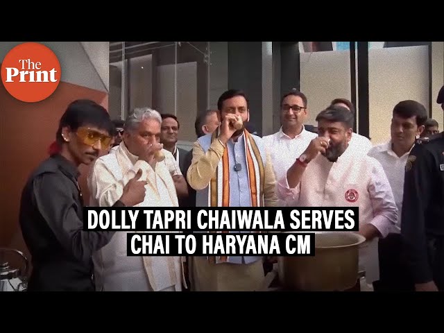 CM Nayab Singh Saini had tea from famous Dolly tapri chaiwala in Gurugram