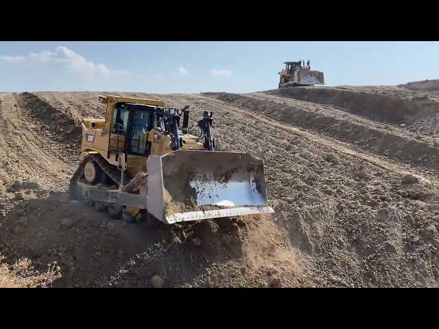 Two Caterpillar D9T Bulldozers Working On Huge Mining Rehabiletate Project