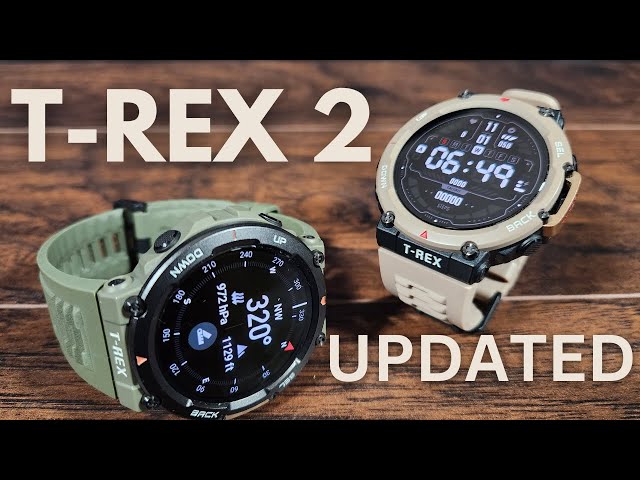 T-Rex 2 Amazfit - Updated 2023 - Long Battery Life - Military Green - Tan