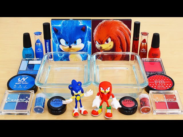 Sonic vs Knuckles  - Mixing Makeup Eyeshadow Into Slime ASMR
