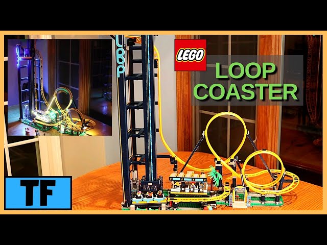 Lego Loop Coaster 10303 Review (Speed Build Timelapse) + LED Light Kit + Power Functions Motor Test
