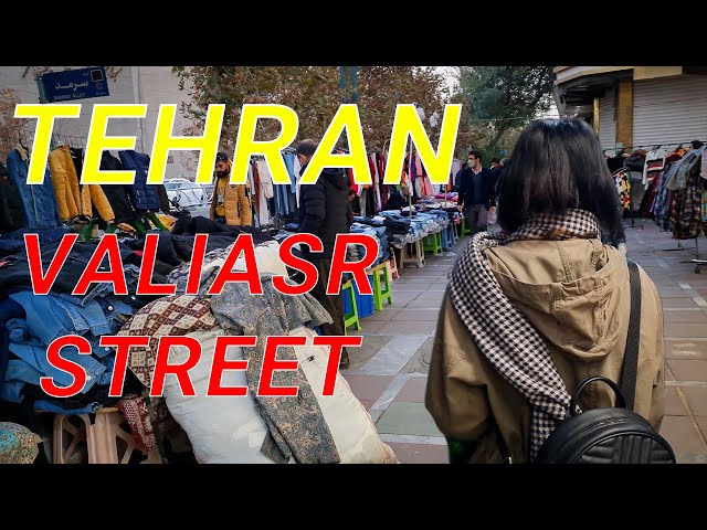Street Vendors in TEHRAN [4K] / Walking through VALIASR Street #iran #tehran #walking
