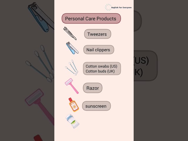 Personal Care Products in English #english #learning #vocabulary