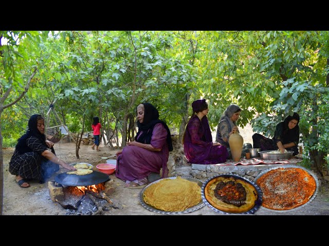 Mix of Baking different types of bread with minced meat in the village | Baking Bread