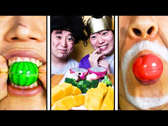 Funny Food Pranks! Watermelon Dessert | Twins (Jelly, Chocolate,  Pink Food) ASMR MUKBANG