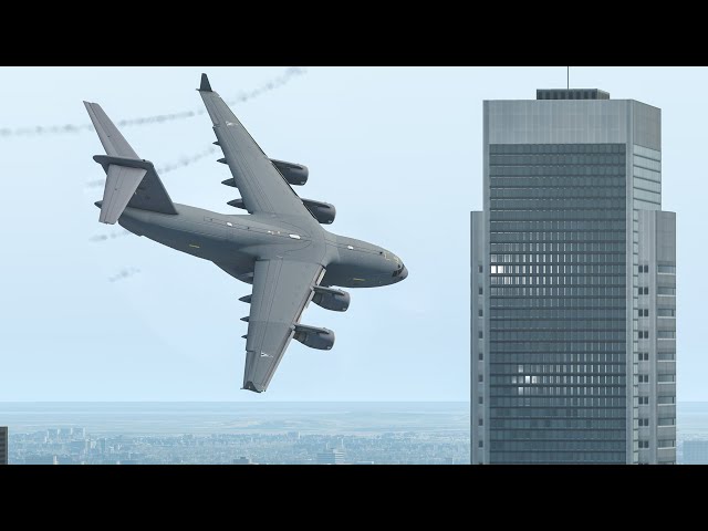 C-17 Take Off Almost Crash Into Big Tall Buildings | X-Plane 11