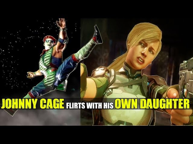 MK 11 - Johnny Cage Flirts With His Own Daughter Cassie Cage (All Intro Dialogues)