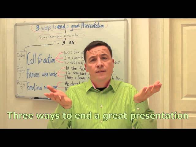 3 ways to end a killer presentation. Business English lesson.