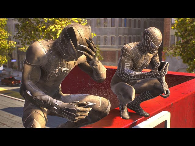Peter and Miles Help New York with Raimi Black Suit and Wakanda Suit - Spider-Man 2 PS5