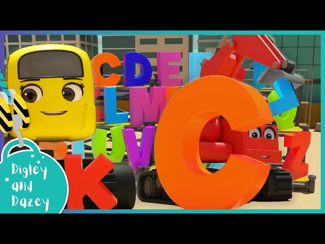 Minisode: Working Hard on the Alphabet! 🚧 🚜 | Digley and Dazey | Kids Construction Truck Cartoons