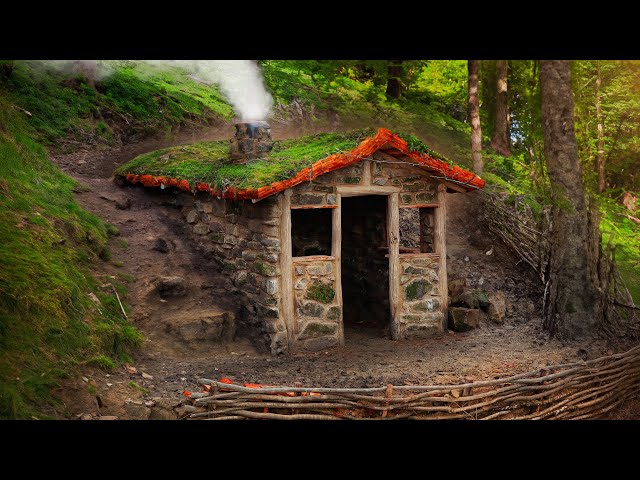 Do-it-yourself stone house. The walls and roof are ready