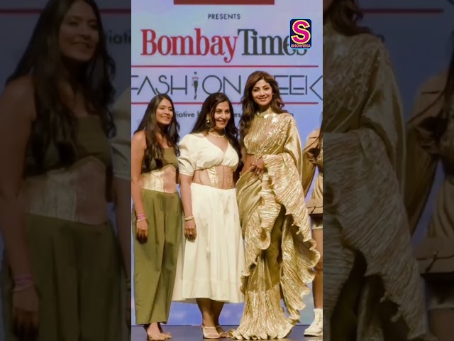 Shilpa Shetty Dazzles In Golden Saree, Sets The Ramp Aglow With Her Mesmerizing Presence | N18S