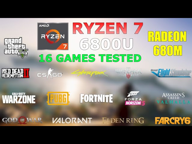 Ryzen 7 6800U - Radeon 680M (RDNA 2) - Test in 16 Games in 2022