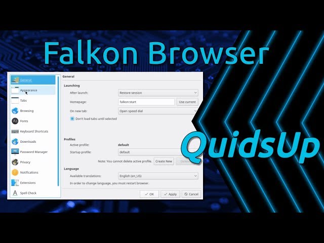 Successful look at Falkon KDE Snap Browser