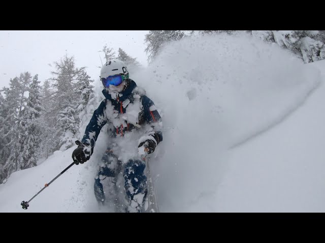 Powder skiing on one of the deepest days ever...