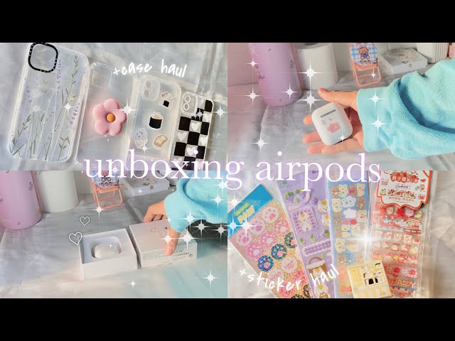 airpods aesthetic unboxing | case haul✨