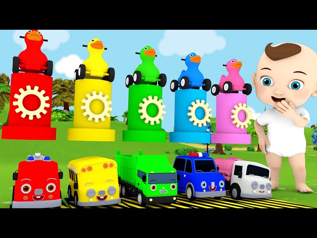 Wheels On the Bus - 5 duck cart and color changing ball pool - Baby Nursery Rhymes & Kids Songs