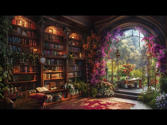 Spring Piano Music & Nature Sounds in Cozy Reading Nook For Reading Book, Meditation & Relax
