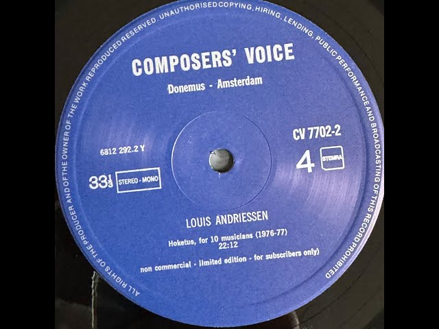 Louis Andriessen “ Political Triptych De Staat, Il Duce, Il Principe, Hoketus” 1977 Composer's Voice