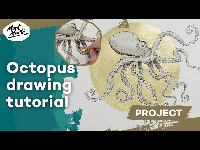 Octopus Drawing with Gold Leaf - Free Tutorial
